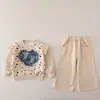 Conjunto de Ropa de Otoño para Niñas 2026 Nueva Moda Lindo Sudadera de Mezclilla con Parche de Corazón para Bebés Niñas de 1 a 3 Años