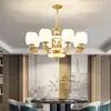 Novo Estilo Chinês Lustre de Cobre e Jade para Sala de Estar Vila Simples Atmosférico Sala de Jantar Quarto Estudo Lâmpadas para Casa