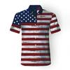 2026 Nueva Ropa de Playa Transfronteriza para Hombre Bandera Americana Hawaiana Comercio Exterior Camiseta de Manga Corta Estampada en 3D Camisa de Playa