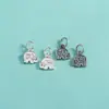 Plata de Ley S925 Colgante de Elefante Auspicioso Accesorios Vintage Pulsera de Cuerda Trenzada Hecha a Mano Dijes Colgantes para Pulsera de Cristal