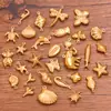 Múltiplos Estilos de Acessórios para Joias em Aço Inoxidável 304, Banhado a Ouro Real Pingentes de Animal Vazado Dupla Face, Concha, Estrela do Mar, Peixe
