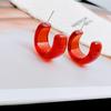 Super Novo Ankora Acrílico Vermelho Meia Argola Brincos S925 Sterling Silver Pin Moda Simples Design Sense Brincos