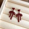 Ankora Rojo Estilo Más Vendido Otoño e Invierno Pintura Horneada Texturizada Vino Tinto Artístico Retro Pendientes de Fábrica Pendientes de Mujer