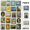 20 peças de adesivos magnéticos de pinturas mundialmente famosas, estilo artístico, à prova d'água, para armários de arquivo, quadros brancos, adesivos magnéticos macios para geladeira, atacado