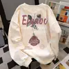 Moletom Feminino Gola Redonda Estilo Preguiçoso Retrô Americano Carta Rosa Tie-Dye Rosa Solto Manga Longa 2025
