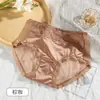 Bragas de mujer de estilo francés retro de lujo ligero de satén y encaje de cintura alta con inserciones de malla, transpirables y de deseo puro, con detalle de lazo