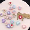 Pulsera DIY con forma de corazón de gota de aceite color macarrón, accesorios de cuentas, llavero con forma de corazón perforado, material acrílico de color sólido