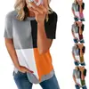 Primavera/Verão 2026 Site Independente da Amazon Moda Feminina Europeia e Americana Casual Blusa Color-Block Camiseta Gola Redonda Casual Versátil