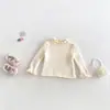 Invierno Dianxi conjunto simple de suéter para bebé con chaleco acolchado, pantalones acampanados de mezclilla bordados con forro polar hasta el tobillo, conjunto de tres piezas