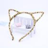 Diadema de metal con orejas de gato para niños, estilo coreano, para adultos, de peluche, con estampado de leopardo