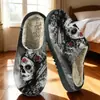 Zapatillas de Algodón con Estampado de Halloween Exclusivas Transfronterizas Más Vendidas para Mujer, Parejas Otoño e Invierno Pod Zapatillas Transfronterizas Jit Dropshipping