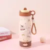 Nova caneca térmica portátil de gato fofa e adorável, alto valor estético, copo de viagem para carro, copo de água com canudo para duplo consumo para estudantes, atacado