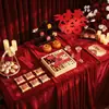 Decoração e ornamentos para mesa de chá de casamento, arranjo de mesa para decorar a sala de estar, quarto de noiva de alto padrão, conjunto de cerimônia de chá de noivado estilo chinês novo