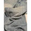 Jeans estiloso azul claro, brilhante, adornado com strass, de perna larga para mulheres, uma calça da moda, novo estilo americano, cintura alta, solta, perna reta