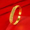 Pulsera de pavo real abierta con plumas, imitación oro, para boda, antigua, recubrimiento al vacío, pulsera de pavo real abierta dorada