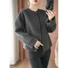 Abrigo de lana de doble cara holgado para mujer, estilo corto, tejido de lana, nuevo modelo otoño e invierno 2026, abrigo de lana con cuello redondo para mujeres petite