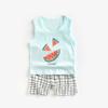 Roupa de Verão para Bebês Recém-Nascidos Crianças Conjunto de Colete Shorts de Algodão Puro Estilo Coreano Roupas de Bebê para Meninos e Meninas Sem Mangas