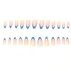 Novas Peças de Unha Manicure Pequenas Frescas Mais Vendidas Transfronteiriças 3D Estéreo Azul Francesa Cauda de Peixe Longa Amêndoa Unhas Usáveis Atacado