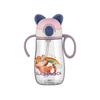 Vaso de Agua de Plástico Infantil con Asa Única para la Escuela, Botella de Agua Portátil de Paja para Jardín de Infancia, Diseño de Dibujos Animados al por Mayor