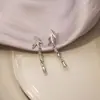 Pendientes Metálicos Estilo Chino Nuevo Hoja de Bambú Aguja Plateada, Pendientes Colgantes de Bambú con Borla de Moda para Viajeros, Pendientes de Estilo de Nicho Lujo Ligero
