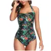 [En Stock] Ropa de Baño Europea y Americana para Mujer 2024 Amazon de una Pieza Bikini Ajustado Traje de Baño de una Pieza con Halter para Aguas Termales