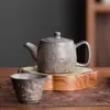 Tetera dorada con esmalte de óxido estilo japonés, tetera individual vintage para uso doméstico, filtro de té y dispensador de cerámica rugosa, juego de té anti-escaldado, regalo