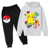 Conjunto de Sudadera de Manga Larga Estilo Otoño 2026 para Niños y Niñas con Estampado de Pikachu de Dibujos Animados Conjunto de Sudadera Infantil