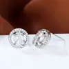 Pendientes de botón redondos de circón rosa estilo popular Pendientes de botón con diseño en capas de diamantes completos