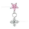 Pendientes Colgantes de Flor de Ciruelo y Estrella Popular Transfronterizos, Tachuelas para Cartílago Auricular de Circonita de Colores, Joyería para Piercings Corporales al por Mayor