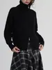 Cárdigan de punto para mujer transfronterizo con doble cremallera, suéter acanalado, nuevo modelo 2026, de cuello alto, manga larga, chaqueta de corte holgado