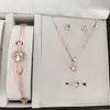 Conjunto de Joias de Zircônia Europeu e Americano Transfronteiriço para Mulheres, Brincos Oito Corações e Oito Flechas, Anéis, Pulseiras e Colares, Conjunto de Joias de Quatro Peças