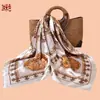 Bufanda Decorativa de Seda Cuadrada Grande 90 de Alta Calidad, Estampado Simétrico de Vid Simbólica, para Primavera y Verano, Comercio Exterior, Versátil, Pañuelo para la Cabeza
