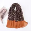 Lenço de Seda Listra Longa Feminino de Alta Qualidade Novo Versátil Retro Elegante Estilo Ocidental Estilo Étnico Lenço com Retalhos Florais
