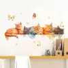 Fila Transfronteriza de Animales, Gatos, Mariposas, Pegatinas de Pared, Habitación Infantil, Dormitorio, Pared de Fondo de Sala de Estar, Pintura de Decoración Cálida para el Hogar