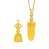 Acessórios DIY Dourado Areia Estilo Igual da Loja de Ouro Puzuo, Pilão de Diamante Redutor de Demônios, Pingente de Colar Pingente de Espada com Padrão de Rosto de Besta Glutona