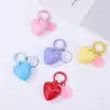 Llavero colgante de corazón sonriente de color sólido con cuentas de dopamina de moda, doble cara, grande, decoración de bolsa de regalo DIY