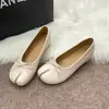 Zapatos Mary Jane de piel de oveja genuina para mujer con aumento de altura y lazo, sin cordones, cómodos, zapatos de una pieza, zapatos de pezuña de cerdo con punta dividida