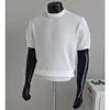 Camiseta de Punto de Manga Corta para Hombre, Cuello Semi Alto, Textura Antirayado, Estilo Old Money, Seda de Hielo, Verano, Venta al por Mayor de Fábrica Transfronteriza