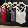 2025 Nuevo Estilo Lujuria Pura Sexy Diseño Camisola Cuello Cuadrado Chic Sin Espalda Top sin Mangas con Almohadillas para el Busto para Mujer