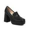 Fábrica de Comércio Exterior Sapatos Femininos Estilo Europeu e Americano Bico Quadrado Plataforma Salto Grosso Tamanho Grande Sapatos Femininos Salto Alto Rasteirinhas 917-2 Exportação de Fábrica