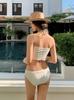 Camisola de Tirantes Hueca Deseo Puro Bikini Triángulo Nuevo Cordón Deseo Puro Chica Caliente Traje de Baño de Dos Piezas para Mujer