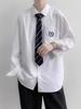 Dk Uniform Camisa Blanca Pura para Hombre Manga Larga Manga Corta Corbata Estudiantes Japoneses Casual Combinable Camisa JK Ropa de Clase Parte Superior