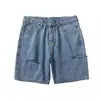 Shorts casuales para hombres y mujeres, corte holgado, prenda exterior de verano, shorts de mezclilla rasgados de moda, marca de moda, finos, versátiles, algodón de 5 puntos