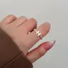 Anillo Nuevo de Plata 925 de Moda para Mujer, Simple y Versátil, Apilable, Anillo Abierto Ajustable, Anillo para Dedo Índice Estilo Ins de Celebridad de Internet