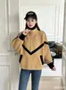 Suéter de malha imitação de veludo mink novo para outono e inverno, casaco feminino, top longo solto estilo coreano