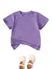 Camisetas Infantis Amazon Exportação Europeia e Americana Casual Cor Sólida Camisetas Infantis Grandes Transfronteiriças Camisetas de Manga Curta para Meninos e Meninas