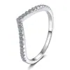 Anillo apilable cruzado s925 plata de ley banda lisa simple geométrico plateado PT 950 Moissanita anillo de dedo punto al por mayor