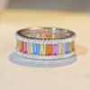 Anel Nine Beauty Jewelry de Prata Esterlina S925 Anel de Voleibol Feminino Anel com Fileira Completa de Zircônias Diamantadas Anel de Diamante de Alto Carbono de Alta Qualidade para Mulheres