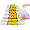 Bolsa chaleco cara sonriente en stock bolsa de embalaje biodegradable engrosada para llevar del supermercado bolsa para frutas bolsa de compras de plástico al por mayor
