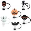 Sombrero de Paja Temática de Halloween de Venta Caliente Transfronterizo DIY Creativo Dibujos Animados Decorativo de Paja Tapón de Paja a Prueba de Polvo y Anti-Derrames
